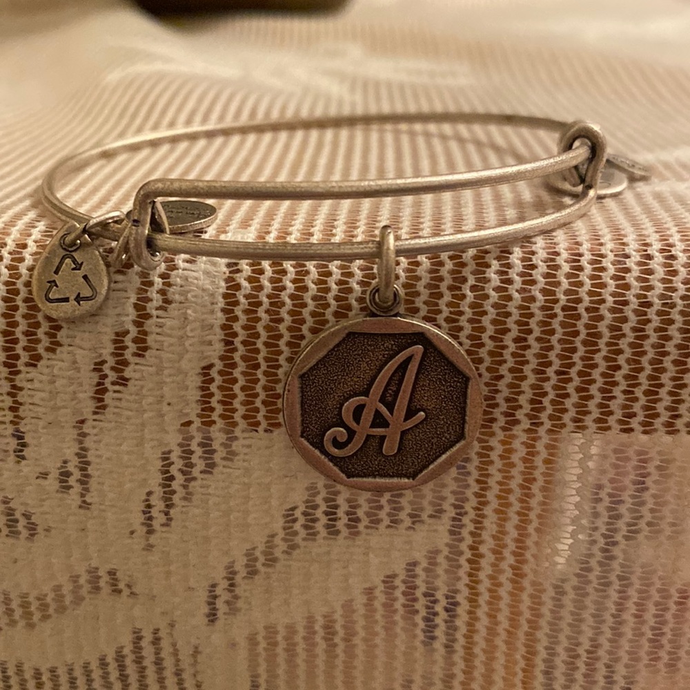 Silver Alex and Ani “A” Charm Bracelet